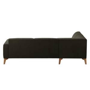 Ecksofa Bora II Webstoff Webstoff Saia: Schwarz-Braun - Ottomane davorstehend links