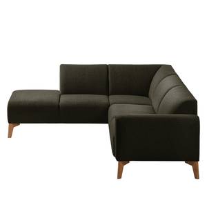 Ecksofa Bora II Webstoff Webstoff Saia: Schwarz-Braun - Ottomane davorstehend links