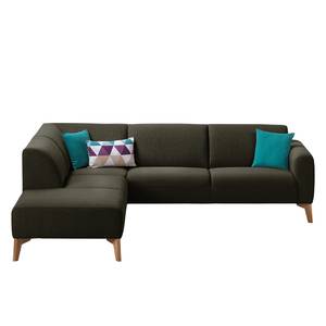 Ecksofa Bora II Webstoff Webstoff Saia: Schwarz-Braun - Ottomane davorstehend links