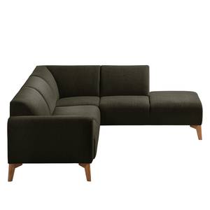 Ecksofa Bora II Webstoff Webstoff Saia: Schwarz-Braun - Ottomane davorstehend rechts