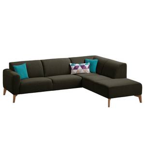 Ecksofa Bora II Webstoff Webstoff Saia: Schwarz-Braun - Ottomane davorstehend rechts