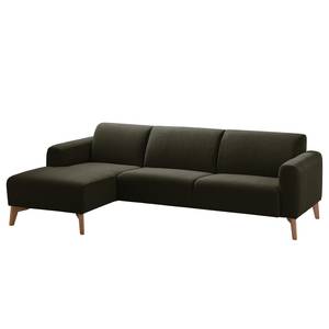 Ecksofa Bora II Webstoff Webstoff Saia: Schwarz-Braun - Longchair davorstehend links