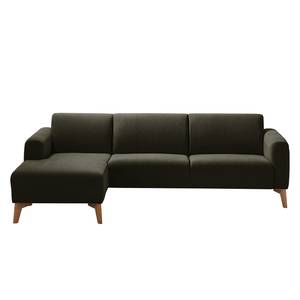 Ecksofa Bora II Webstoff Webstoff Saia: Schwarz-Braun - Longchair davorstehend links