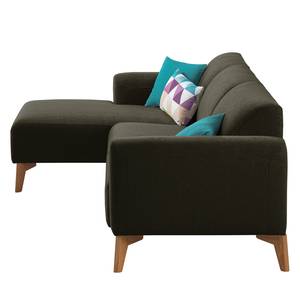 Ecksofa Bora II Webstoff Webstoff Saia: Schwarz-Braun - Longchair davorstehend links