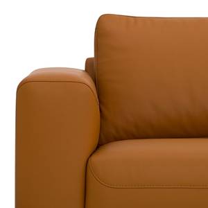 Ecksofa Bora Echtleder Echtleder Neka: Cognac - Longchair davorstehend rechts - Edelstahl