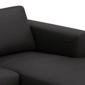 Ecksofa Bora Echtleder Echtleder Neka: Grau - Longchair davorstehend rechts - Edelstahl