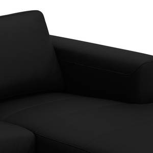 Ecksofa Bora Echtleder Echtleder Neka: Schwarz - Longchair davorstehend rechts - Edelstahl