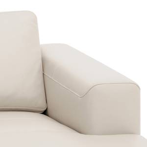 Ecksofa Bora Echtleder Echtleder Neka: Creme - Longchair davorstehend rechts - Eiche