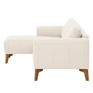 Ecksofa Bora Echtleder Echtleder Neka: Creme - Longchair davorstehend links - Eiche