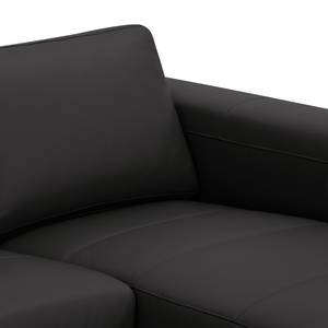 Ecksofa Bora Echtleder Echtleder Neka: Grau - Longchair davorstehend rechts - Eiche