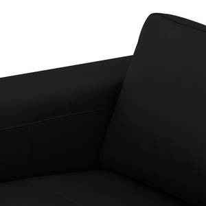 Ecksofa Bora Echtleder Echtleder Neka: Schwarz - Longchair davorstehend rechts - Eiche