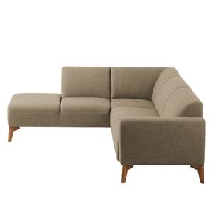 Ecksofa Bora II Webstoff Webstoff Milan: Grau-Braun - Ottomane davorstehend links