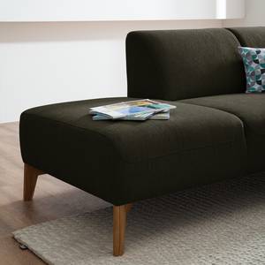 Ecksofa Bora II Webstoff Webstoff Saia: Schwarz-Braun - Ottomane davorstehend links