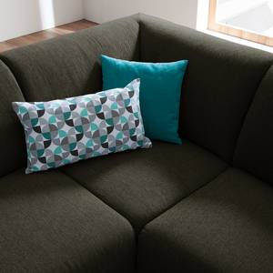 Ecksofa Bora II Webstoff Webstoff Saia: Schwarz-Braun - Ottomane davorstehend links