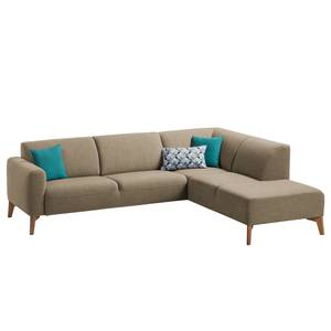 Ecksofa Bora II Webstoff Webstoff Milan: Grau-Braun - Ottomane davorstehend rechts