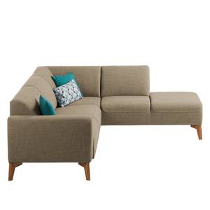 Ecksofa Bora II Webstoff Webstoff Milan: Grau-Braun - Ottomane davorstehend rechts