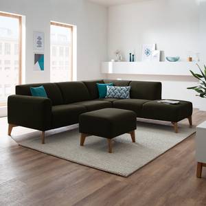 Ecksofa Bora II Webstoff Webstoff Saia: Schwarz-Braun - Ottomane davorstehend rechts