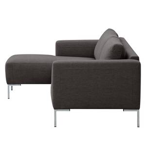 Ecksofa Bora Webstoff Webstoff Anda II: Anthrazit - Longchair davorstehend links - Edelstahl