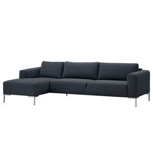 Ecksofa Bora Webstoff Webstoff Anda II: Grau - Longchair davorstehend links - Edelstahl