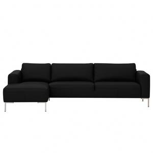 Ecksofa Bora Webstoff Webstoff Anda II: Grau - Longchair davorstehend links - Edelstahl