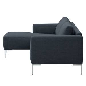 Ecksofa Bora Webstoff Webstoff Anda II: Grau - Longchair davorstehend links - Edelstahl