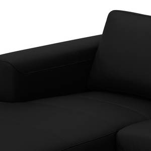 Ecksofa Bora Echtleder Echtleder Neka: Schwarz - Longchair davorstehend links - Edelstahl