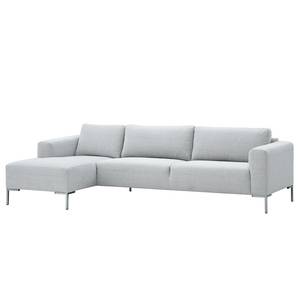 Ecksofa Bora Webstoff Webstoff Anda II: Silber - Longchair davorstehend links - Edelstahl