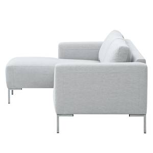 Ecksofa Bora Webstoff Webstoff Anda II: Silber - Longchair davorstehend links - Edelstahl