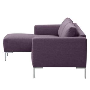 Ecksofa Bora Webstoff Webstoff Anda II: Violett - Longchair davorstehend links - Edelstahl