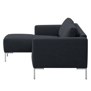 Ecksofa Bora Webstoff Webstoff Saia: Anthrazit - Longchair davorstehend links - Edelstahl