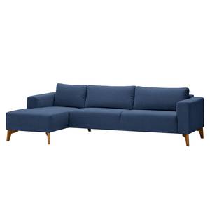 Ecksofa Bora Webstoff Webstoff Anda II: Blau - Longchair davorstehend links - Eiche