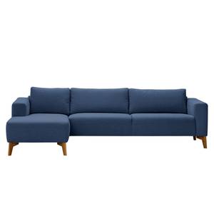 Ecksofa Bora Webstoff Webstoff Anda II: Blau - Longchair davorstehend links - Eiche