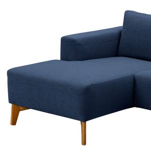 Ecksofa Bora Webstoff Webstoff Anda II: Blau - Longchair davorstehend links - Eiche