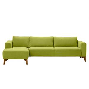 Ecksofa Bora Webstoff Webstoff Anda II: Grün - Longchair davorstehend links - Eiche