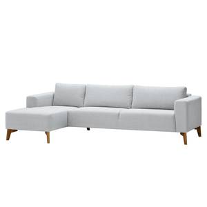 Ecksofa Bora Webstoff Webstoff Anda II: Silber - Longchair davorstehend links - Eiche