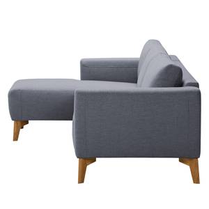 Ecksofa Bora Webstoff Webstoff Milan: Anthrazit - Longchair davorstehend links - Eiche