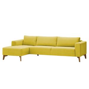 Ecksofa Bora Webstoff Webstoff Milan: Gelb - Longchair davorstehend links - Eiche