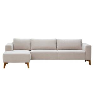 Ecksofa Bora Webstoff Webstoff Saia: Beige - Longchair davorstehend links - Eiche