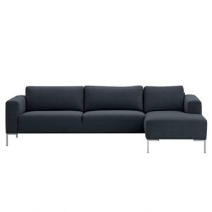 Ecksofa Bora Webstoff Webstoff Anda II: Grau - Longchair davorstehend rechts - Edelstahl