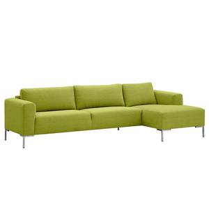 Ecksofa Bora Webstoff Webstoff Anda II: Grün - Longchair davorstehend rechts - Edelstahl