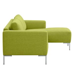 Ecksofa Bora Webstoff Webstoff Anda II: Grün - Longchair davorstehend rechts - Edelstahl