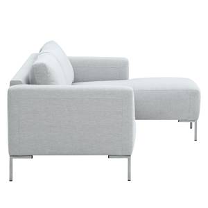 Ecksofa Bora Webstoff Webstoff Anda II: Silber - Longchair davorstehend rechts - Edelstahl