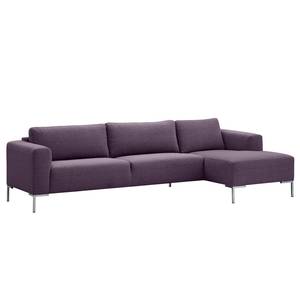 Ecksofa Bora Webstoff Webstoff Anda II: Violett - Longchair davorstehend rechts - Edelstahl