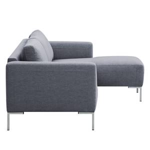 Ecksofa Bora Webstoff Webstoff Milan: Anthrazit - Longchair davorstehend rechts - Edelstahl