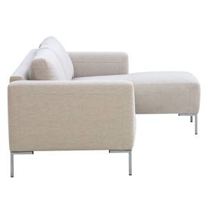 Ecksofa Bora Webstoff Webstoff Saia: Beige - Longchair davorstehend rechts - Edelstahl