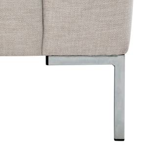 Ecksofa Bora Webstoff Webstoff Saia: Beige - Longchair davorstehend rechts - Edelstahl