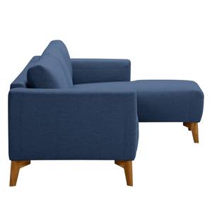 Ecksofa Bora Webstoff Webstoff Anda II: Blau - Longchair davorstehend rechts - Eiche