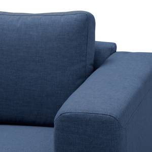 Ecksofa Bora Webstoff Webstoff Anda II: Blau - Longchair davorstehend rechts - Eiche