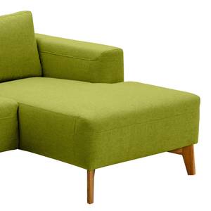 Ecksofa Bora Webstoff Webstoff Anda II: Grün - Longchair davorstehend rechts - Eiche