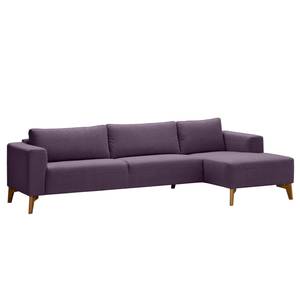 Ecksofa Bora Webstoff Webstoff Anda II: Violett - Longchair davorstehend rechts - Eiche